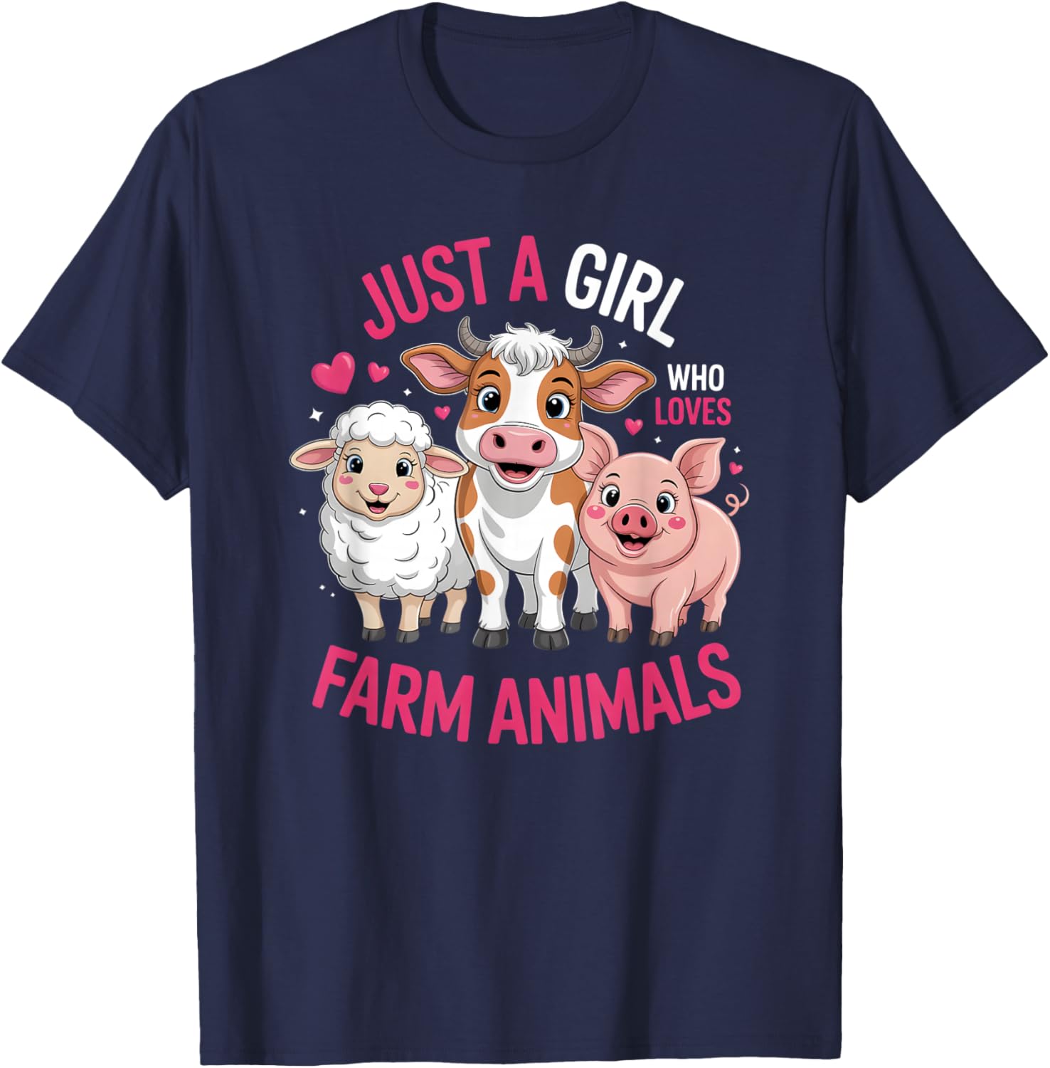 Girls Farm Animal T-Shirt - T-Shirt | Navy
