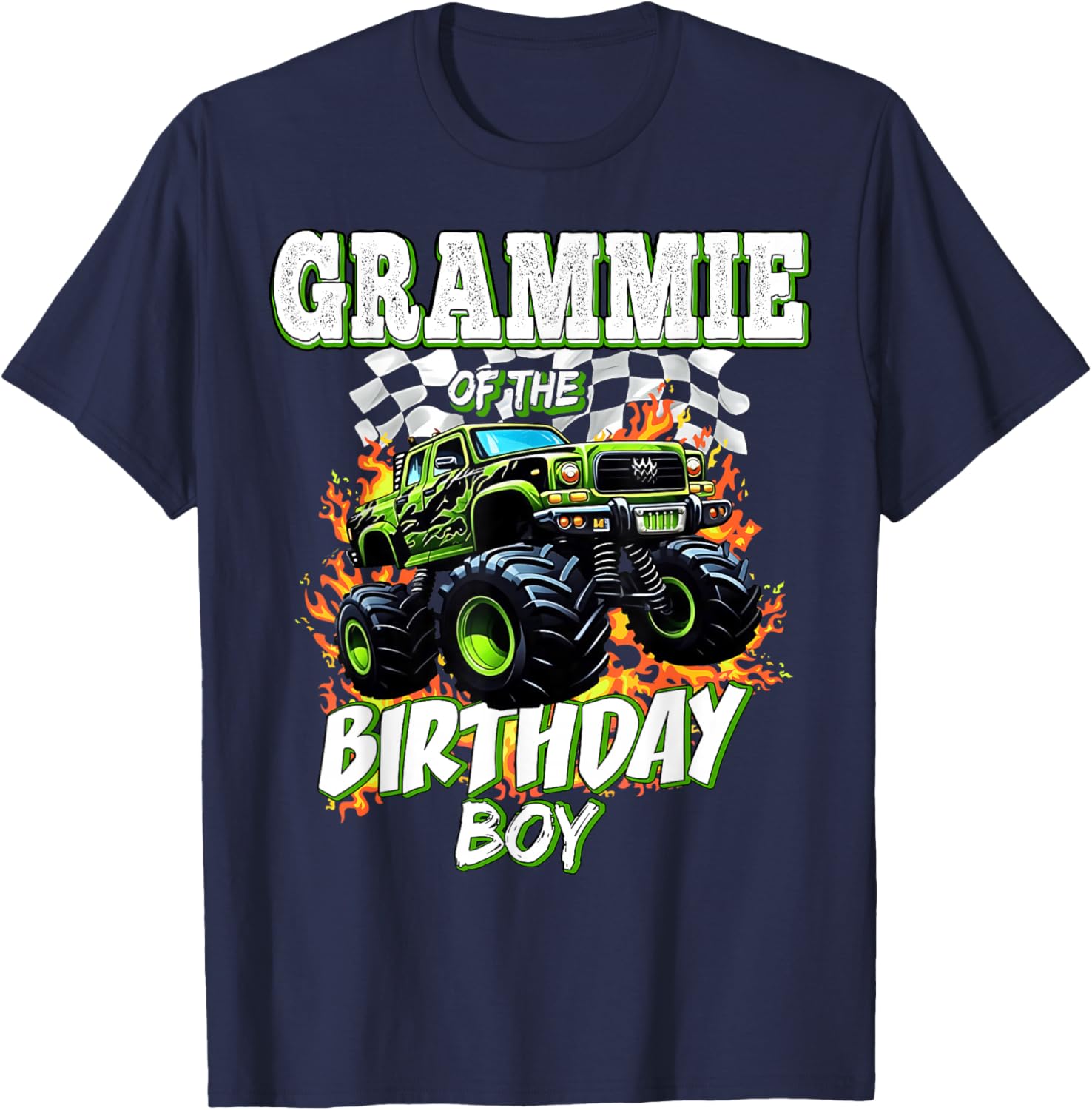Grammie of The Birthday Boy Monster Truck Birthday Kids T-Shirt - T-Shirt | Navy