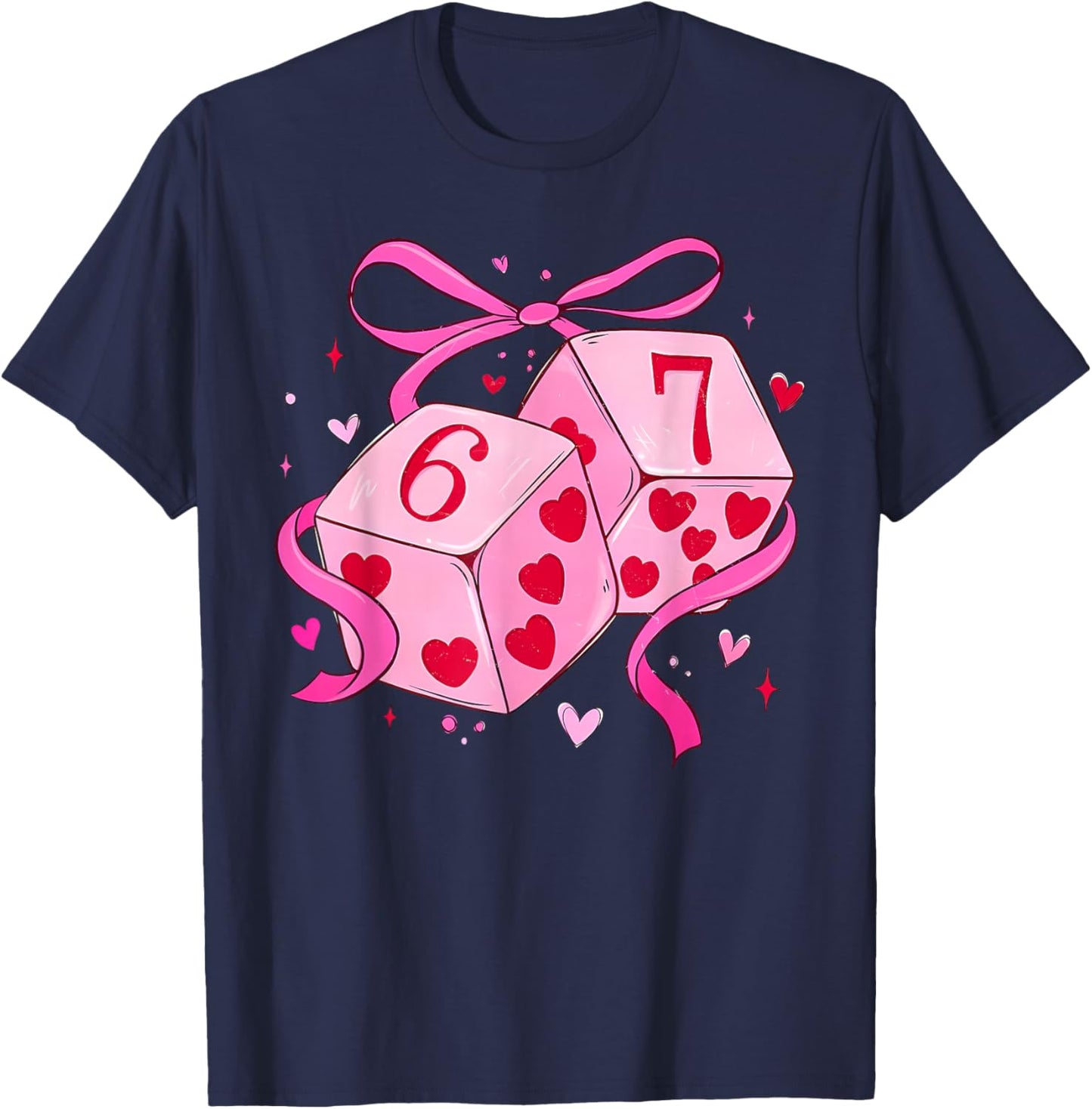 Preppy Six Seven Valentine Funny Coquette Valentine T-Shirt - T-Shirt | Navy