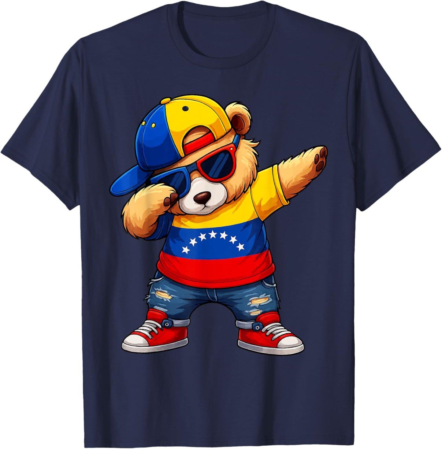 Venezuela Hispanic Heritage Venezuelan Bear Dabbing Kids T-Shirt - T-Shirt | Navy