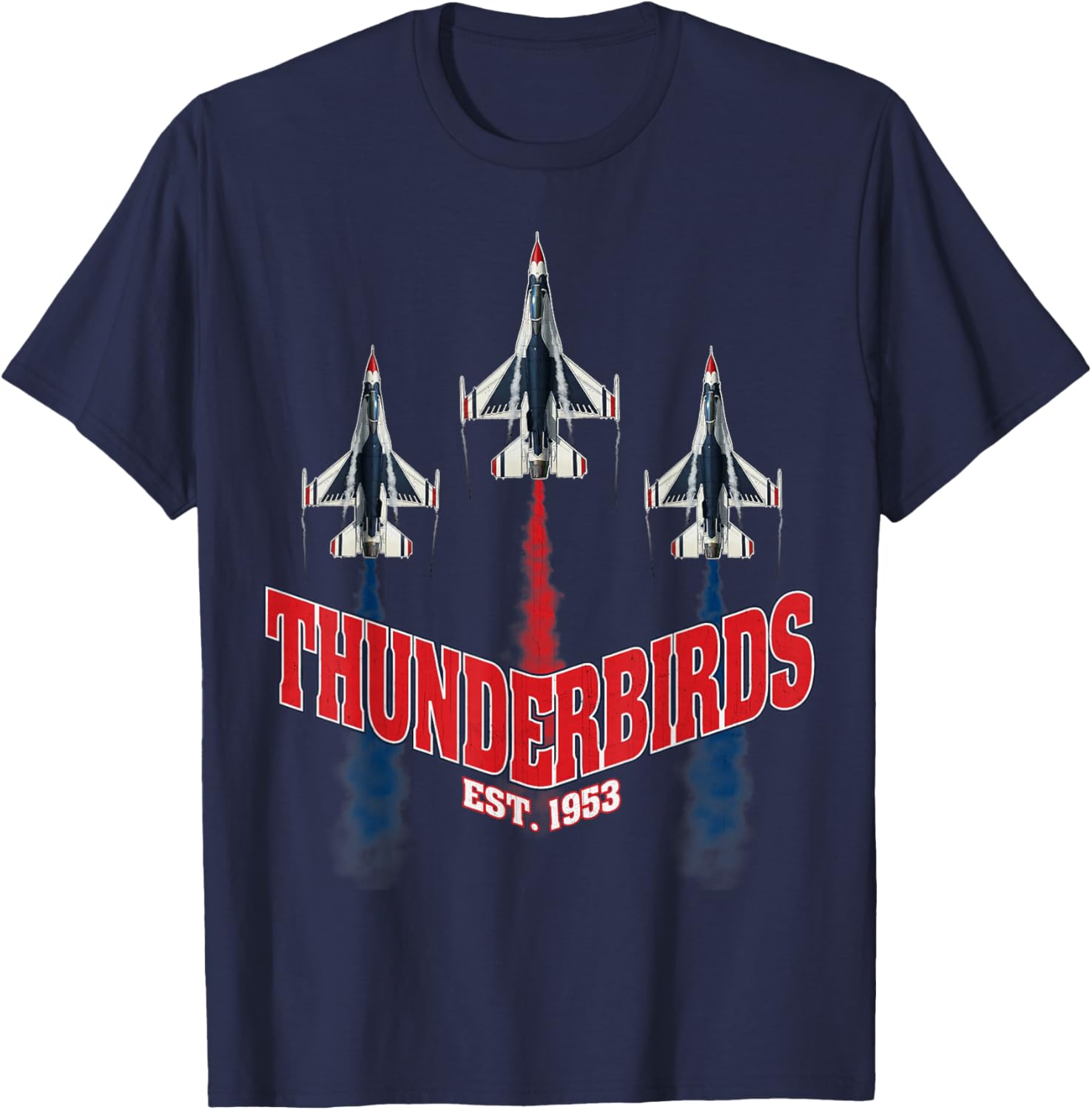 USAF Thunderbirds F16 57th Wing Vintage Airshow Gifts T-Shirt - T-Shirt | Navy