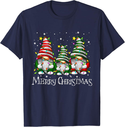 Cute Gnomes Merry Christmas Light Family Gnome Xmas Matching T-Shirt - T-Shirt | Navy
