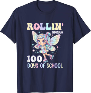 Fairy Outfit Girl 100 Days of School Girls Teacher T-Shirt - T-Shirt | Navy