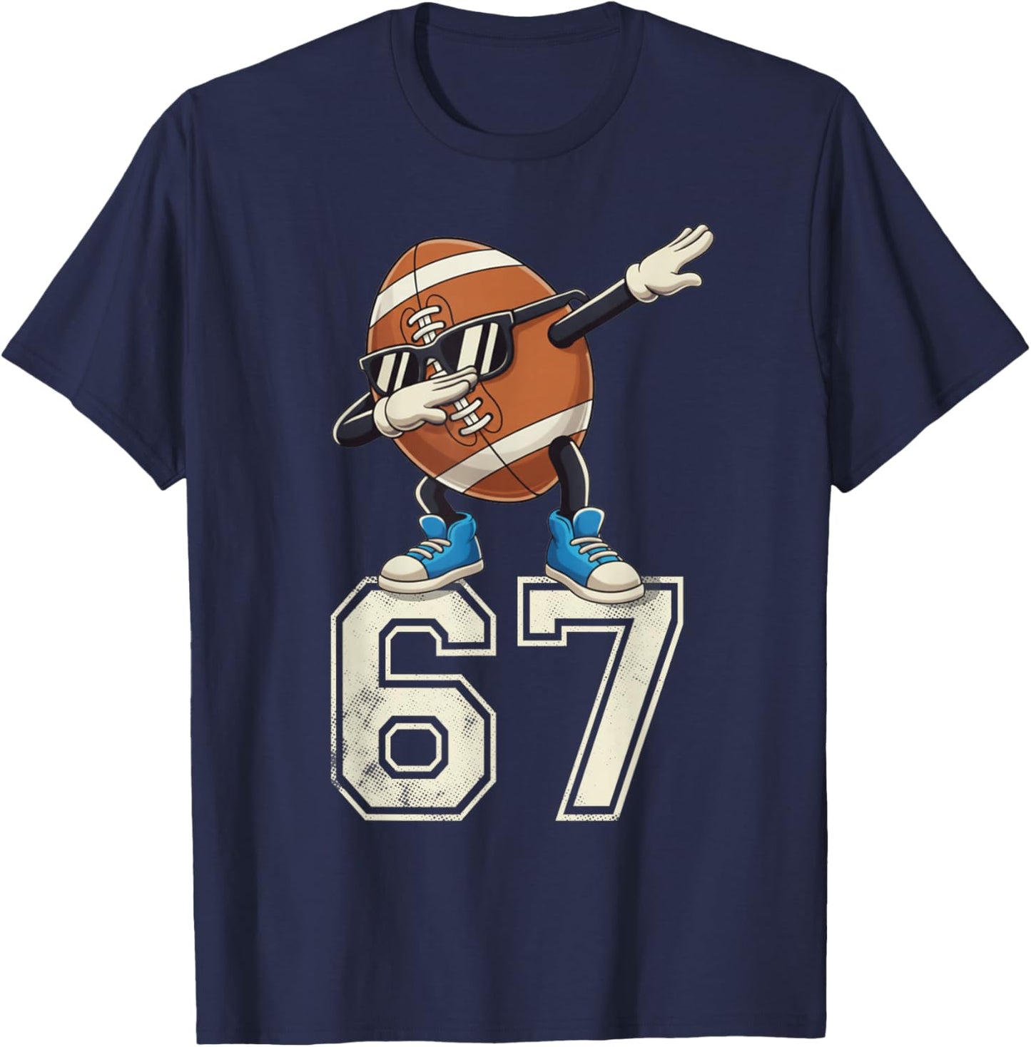 Boys Kids 67 Six Seven Sunglasses Dabbing Football Lover T-Shirt - T-Shirt | Navy