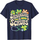 Groovy St Patricks Day Shenanigans Scrub Saint Pattys Nurse T-Shirt - T-Shirt | Navy