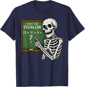 67 Halloween Math Funny Six Seven Meme Brainrot Skeleton T-Shirt - T-Shirt | Navy
