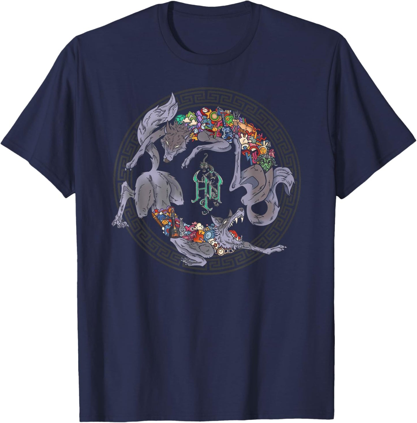 The Hu Wolf Circle Emblem T-Shirt - T-Shirt | Navy
