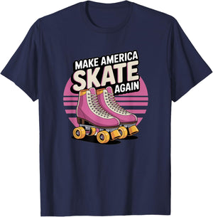 Funny Make America Skate Again Retro Skating Roller Rink T-Shirt - T-Shirt | Navy