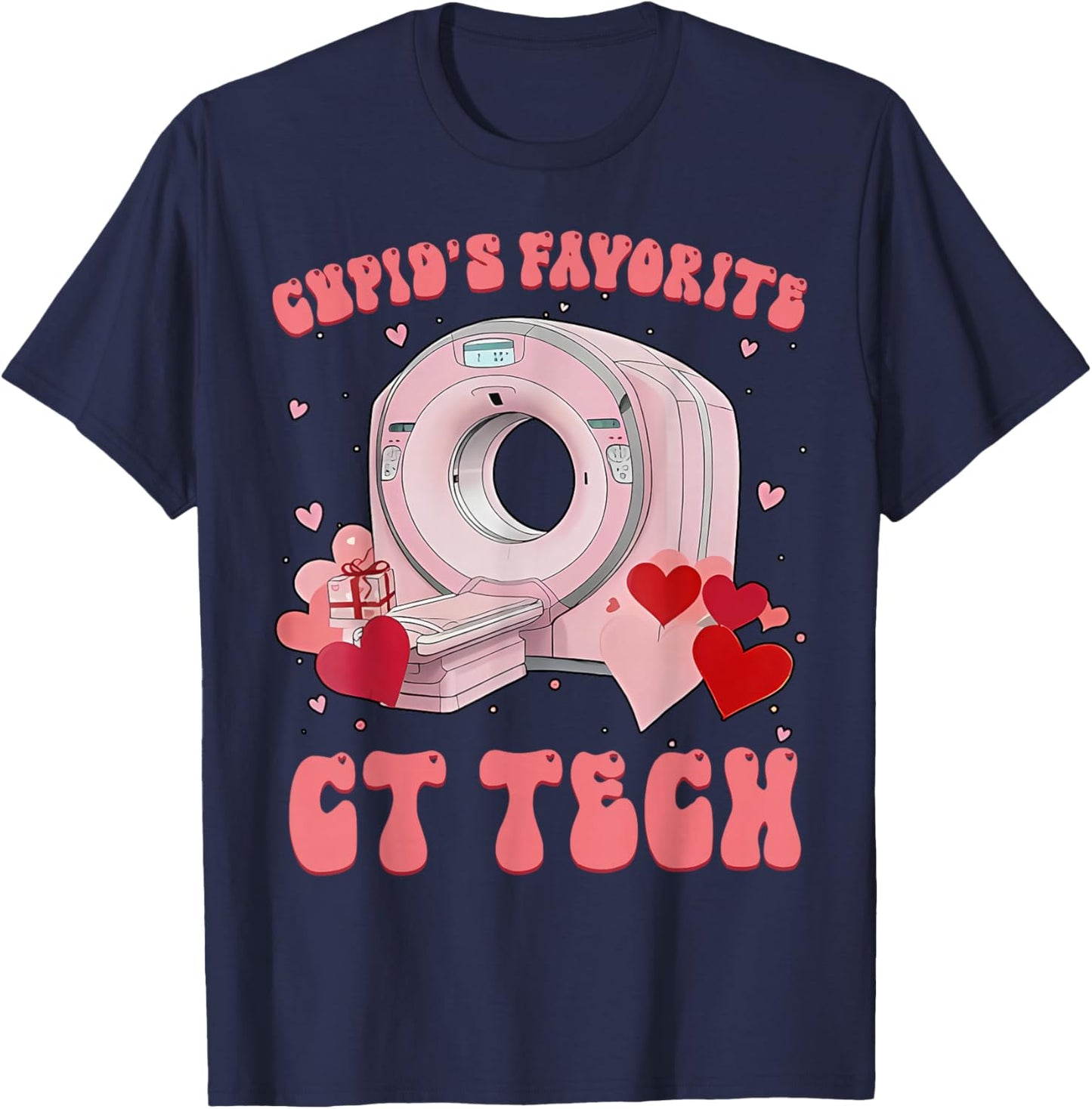 Cupid's Favorite CT Tech Radiology Valentines Day Xray Tech T-Shirt - T-Shirt | Navy