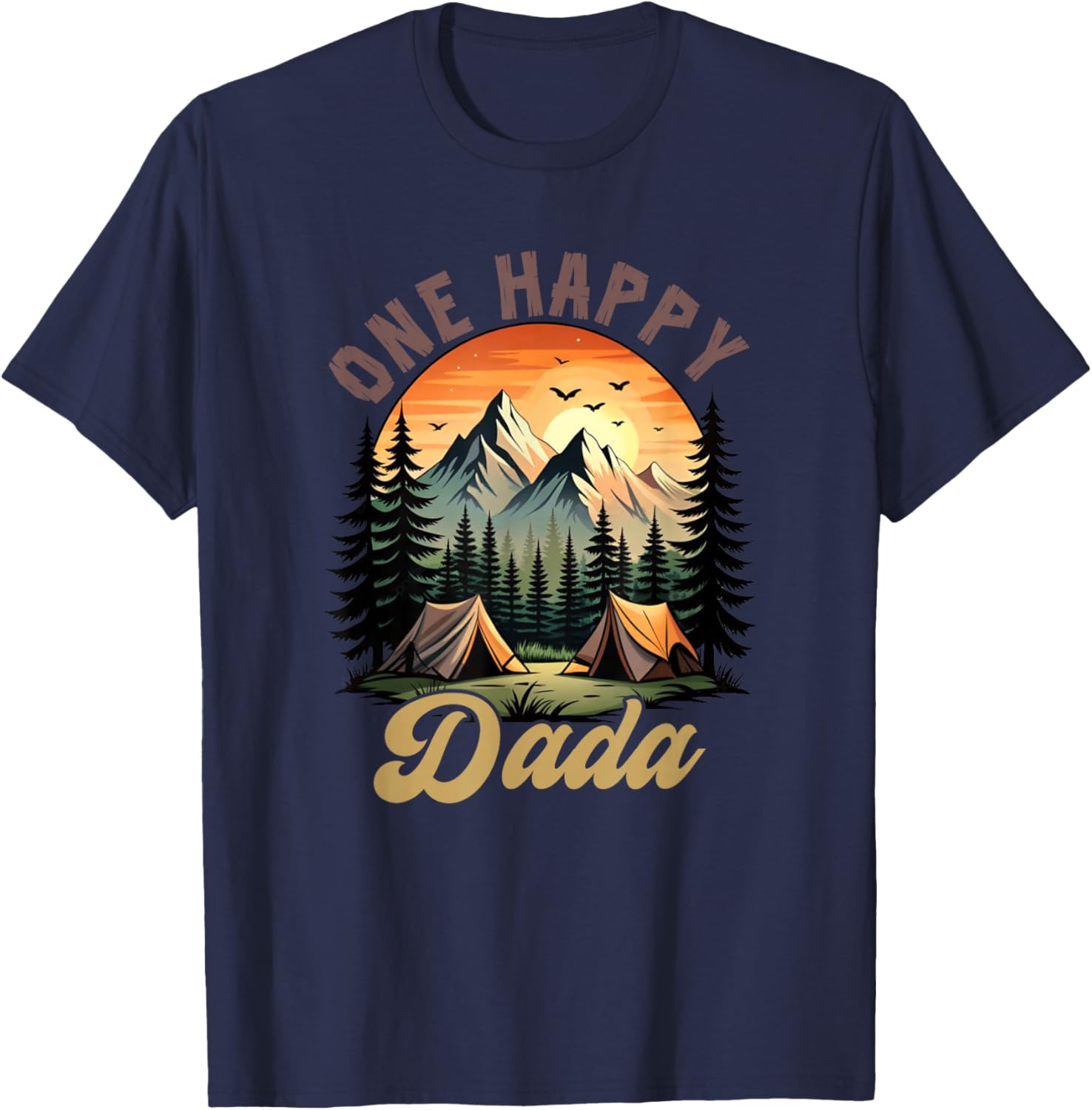 One Happy Dada Camper 1St Birthday Camping Bear T-Shirt - T-Shirt | Navy
