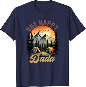 One Happy Dada Camper 1St Birthday Camping Bear T-Shirt - T-Shirt | Navy