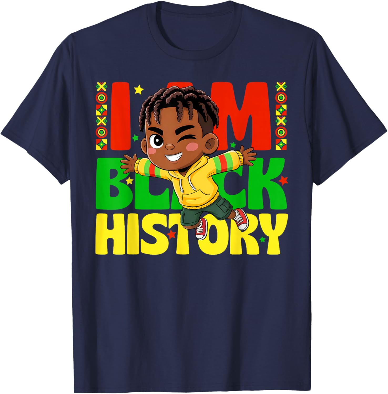 I Am Black History Afro Boy Kids Black History Month T-Shirt - T-Shirt | Navy