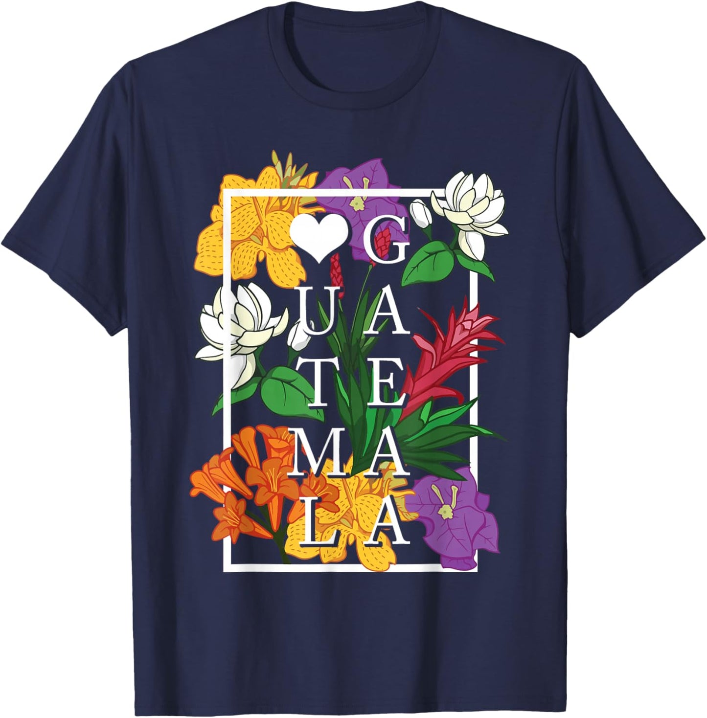 Guatemala Wildflower Pride Floral T-Shirt - T-Shirt | Navy