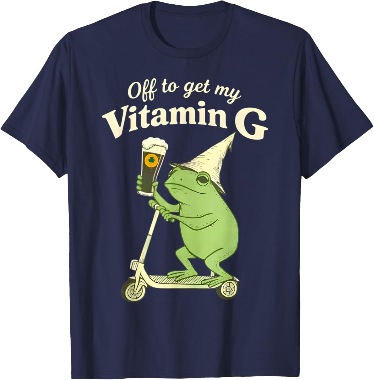 St Patrick’s Day Beer Frog Off to Get My Vitamin G T-Shirt - T-Shirt | Navy