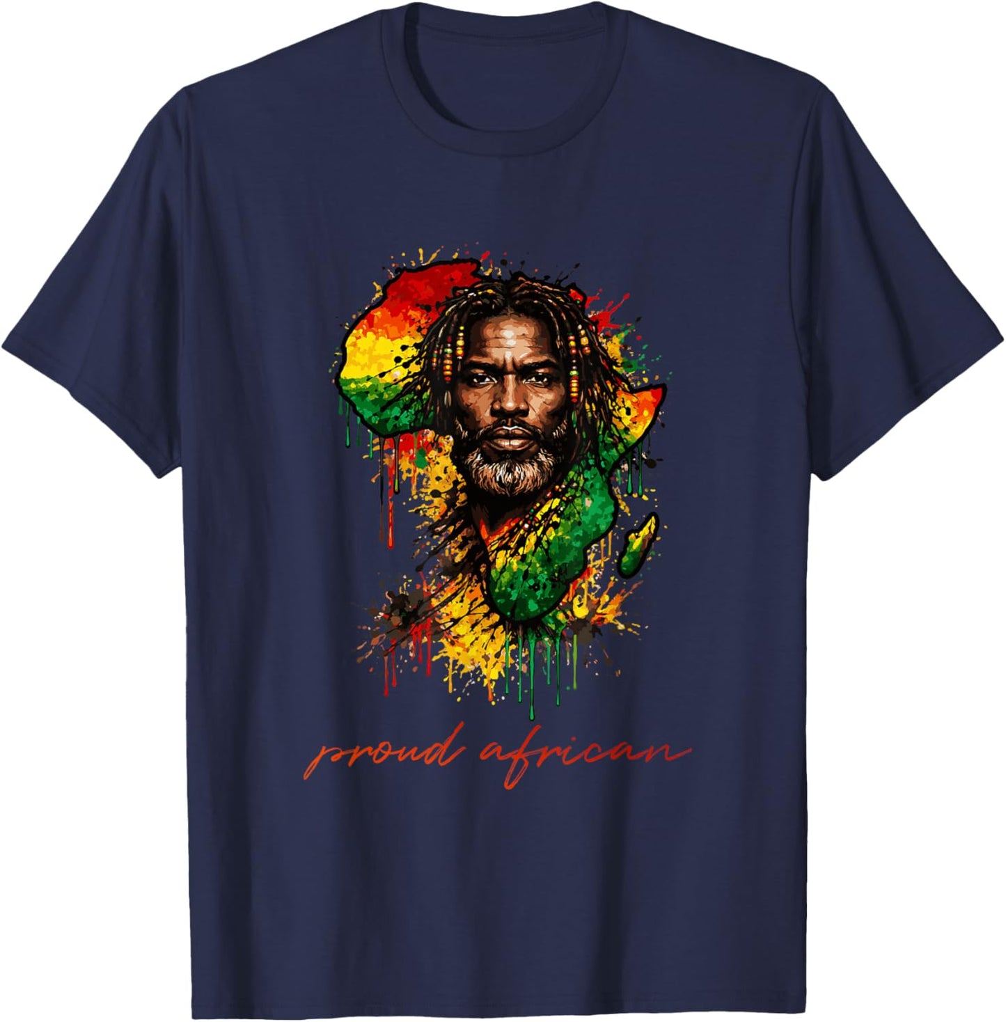 Proud African Black History Month African Heritage Art T-Shirt - T-Shirt | Navy