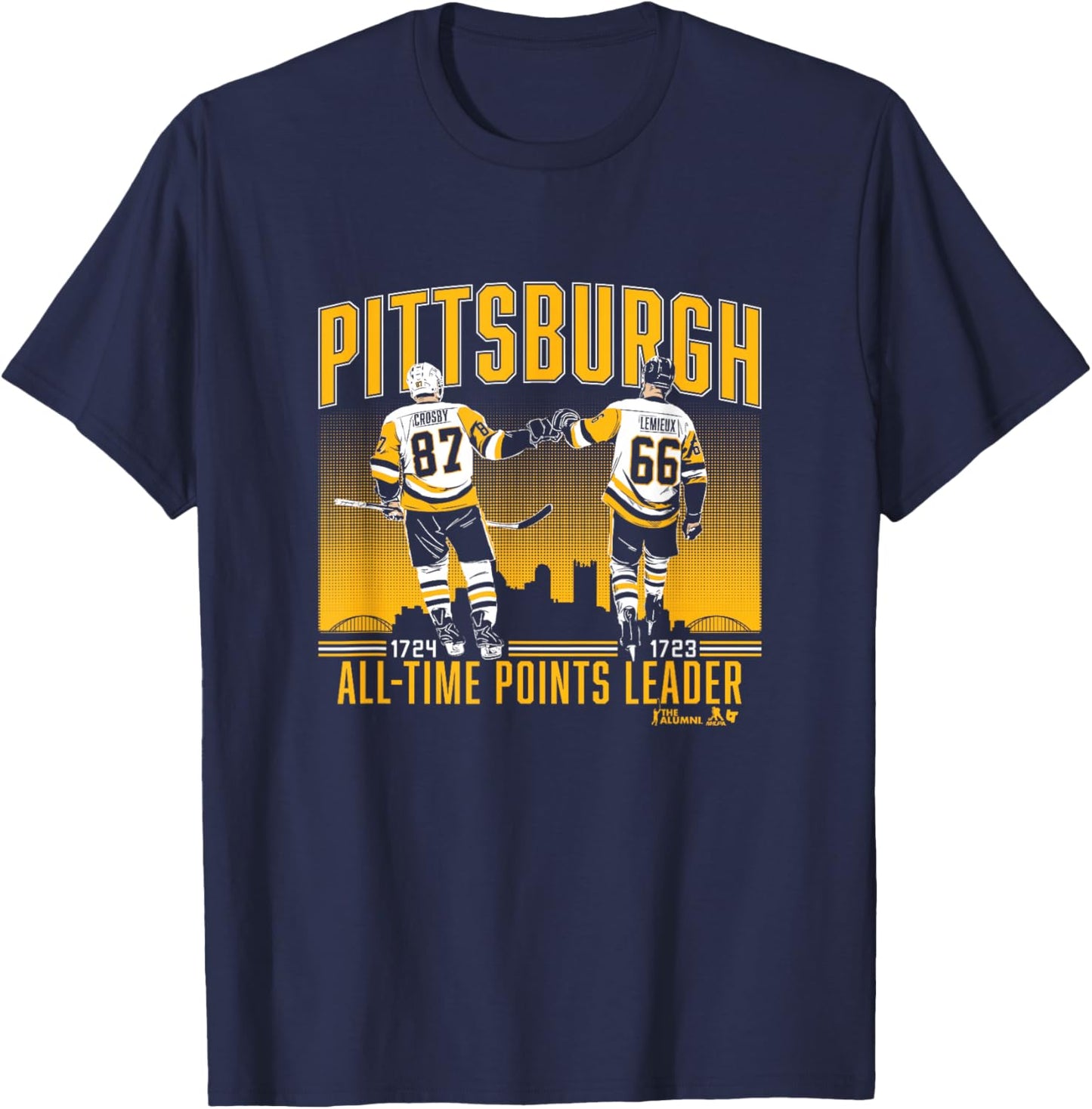Sidney Crosby & Mario Lemieux - Points Record - Pittsburgh T-Shirt - T-Shirt | Navy