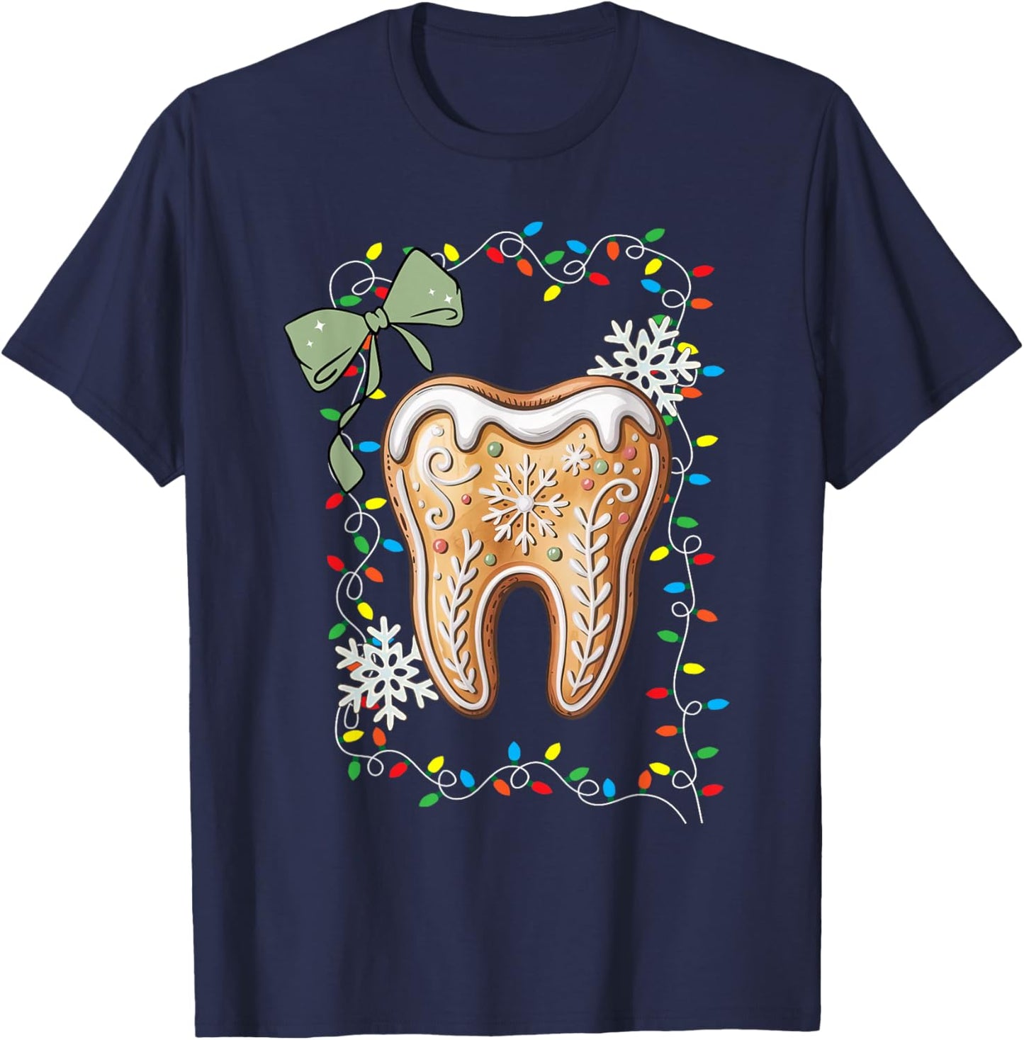 Christmas Dental Hygienist Teeth Gingerbread Dentist Squad T-Shirt - T-Shirt | Navy