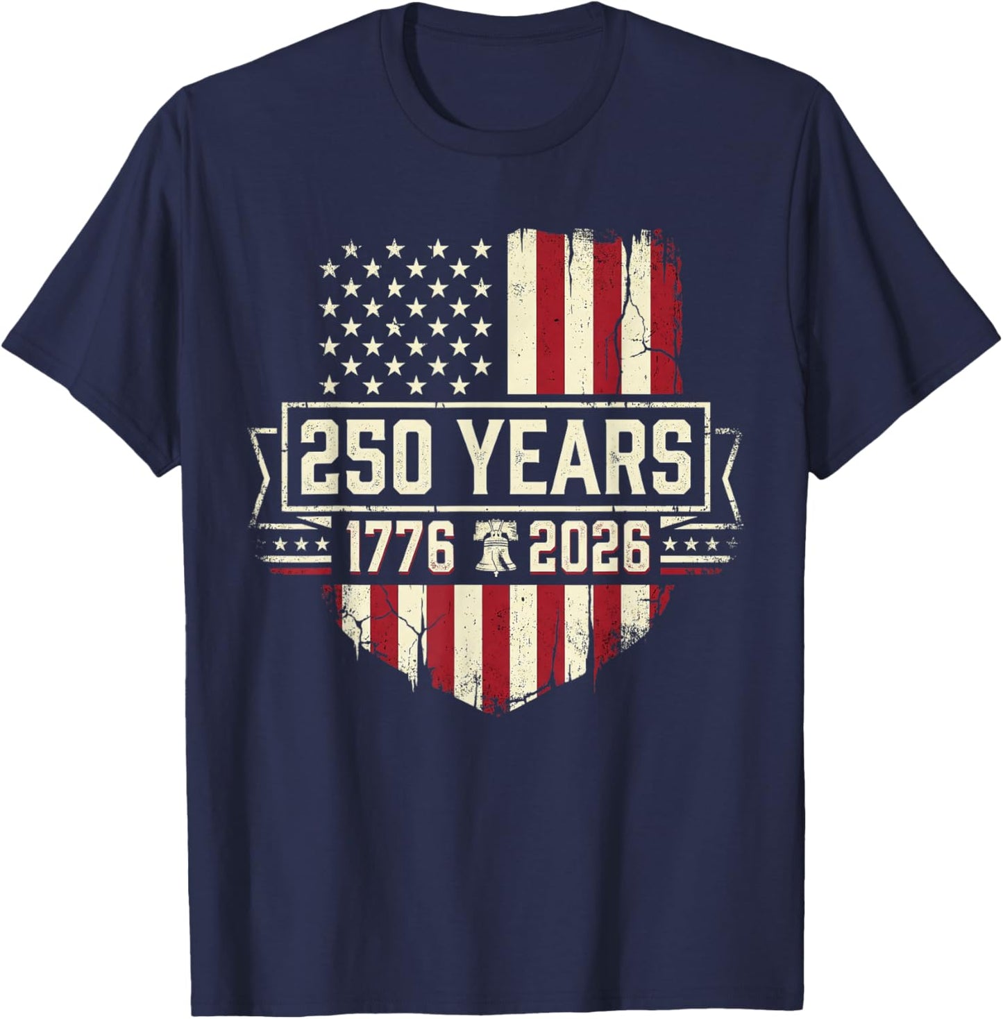 250th Patriotic American Birthday 250 Anniversary USA Flag T-Shirt - T-Shirt | Navy