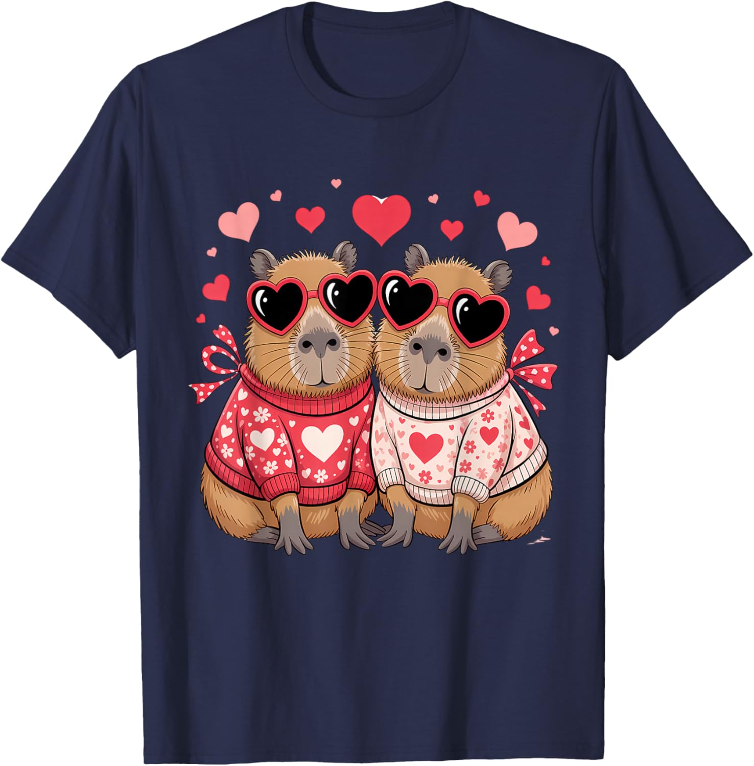 Valentines Day Cute Valentine Capybara T-Shirt - T-Shirt | Navy