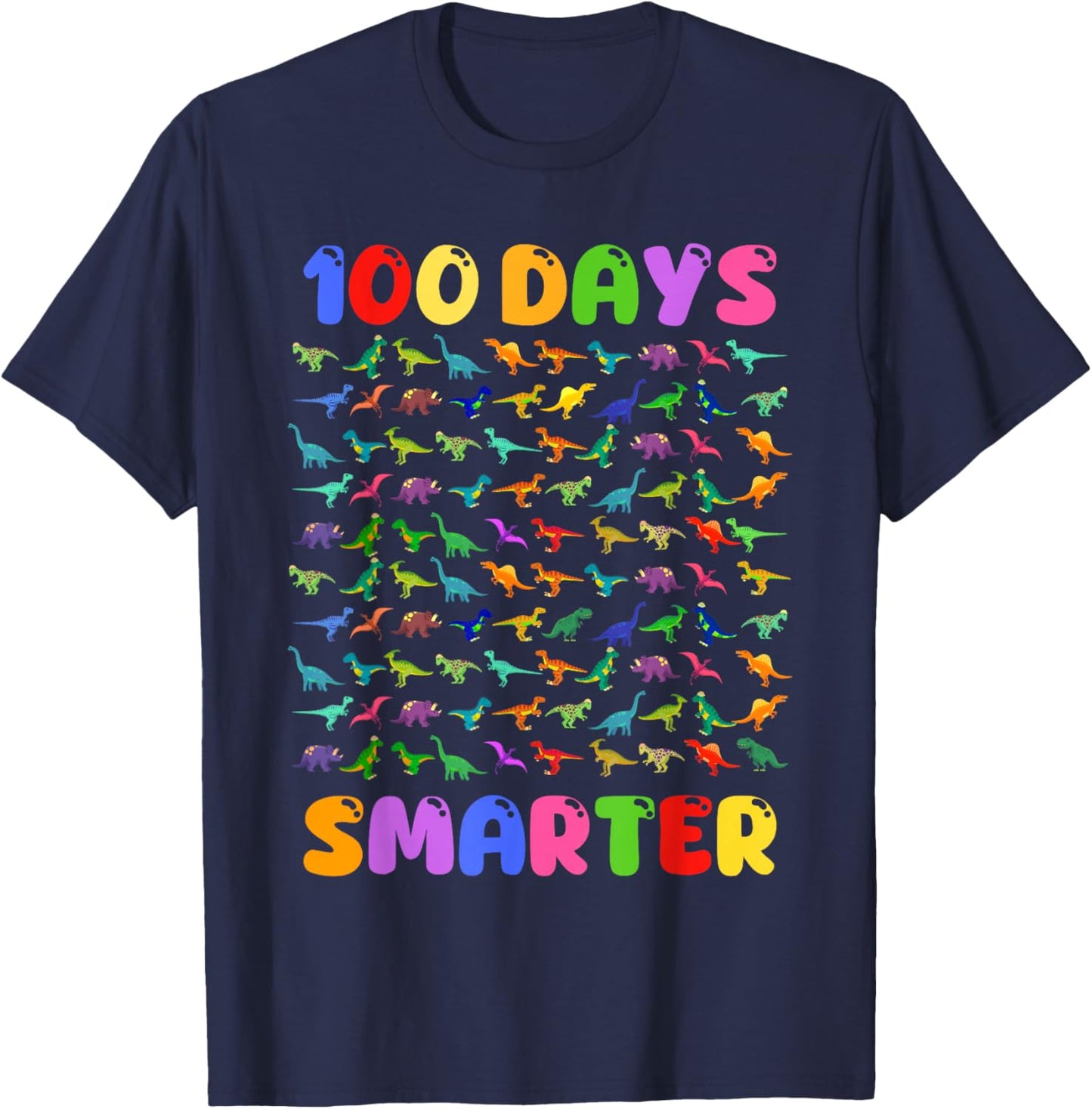 100 Days of School Dinosaur Smarter 100th Day Toddler Boy T-Shirt - T-Shirt | Navy