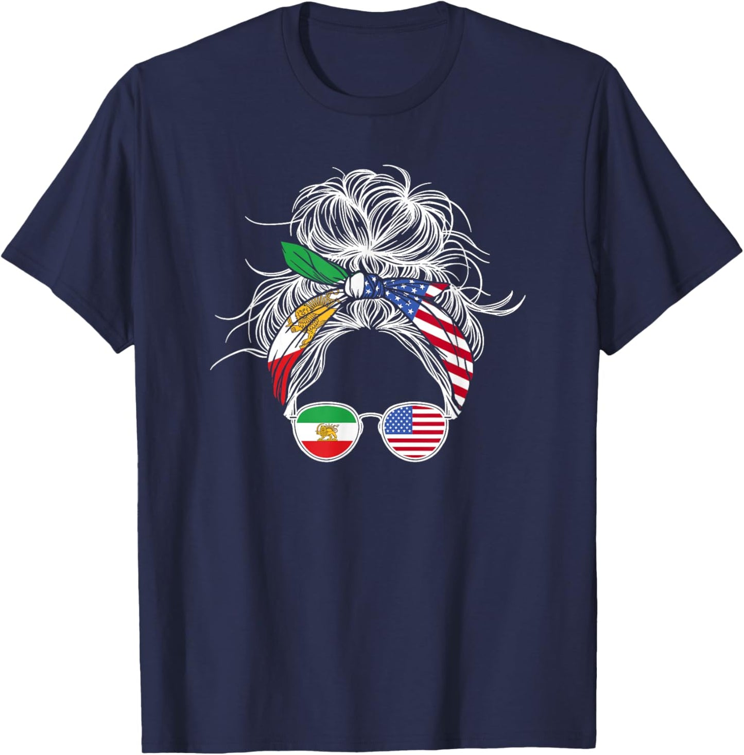 Persian American Flag USA Persia Heritage T-Shirt - T-Shirt | Navy