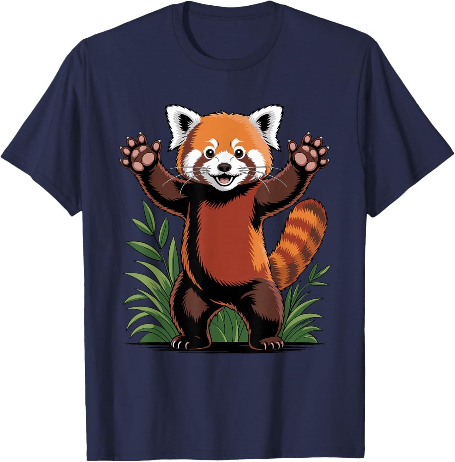 Red Panda Paws Hands Up Kawaii Red Panda T-Shirt - T-Shirt | Navy