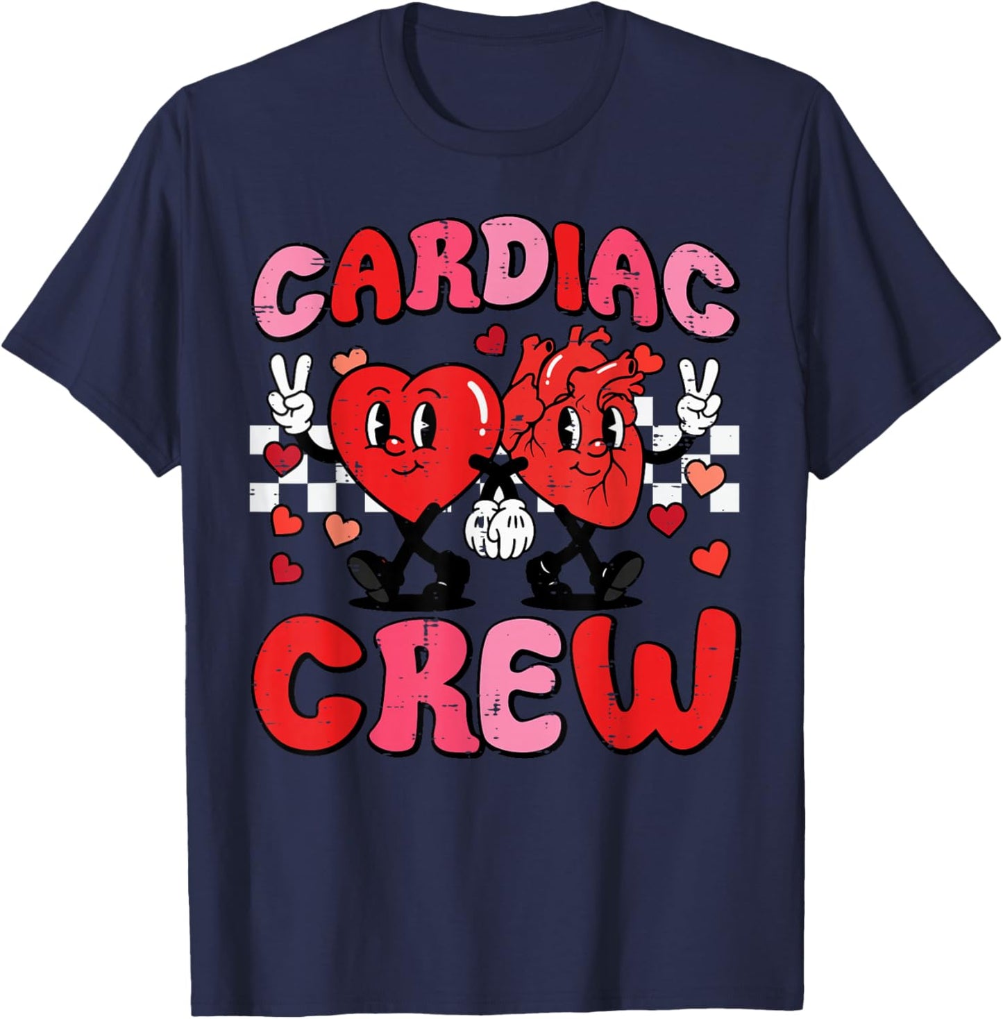 Valentine Nurse Cardiac Crew Heart Funny Scrub Top Men Women T-Shirt - T-Shirt | Navy