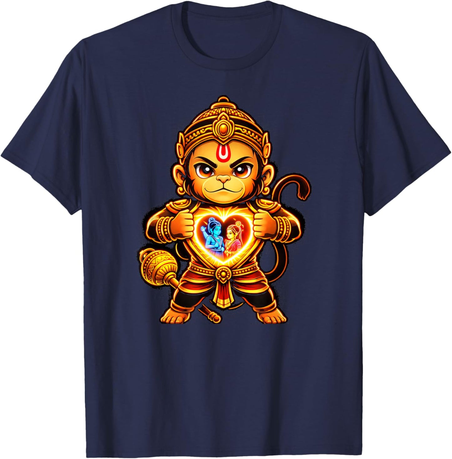 Hanumanji Hanuman Hindu Monkey God Lover Devotee T-Shirt - T-Shirt | Navy