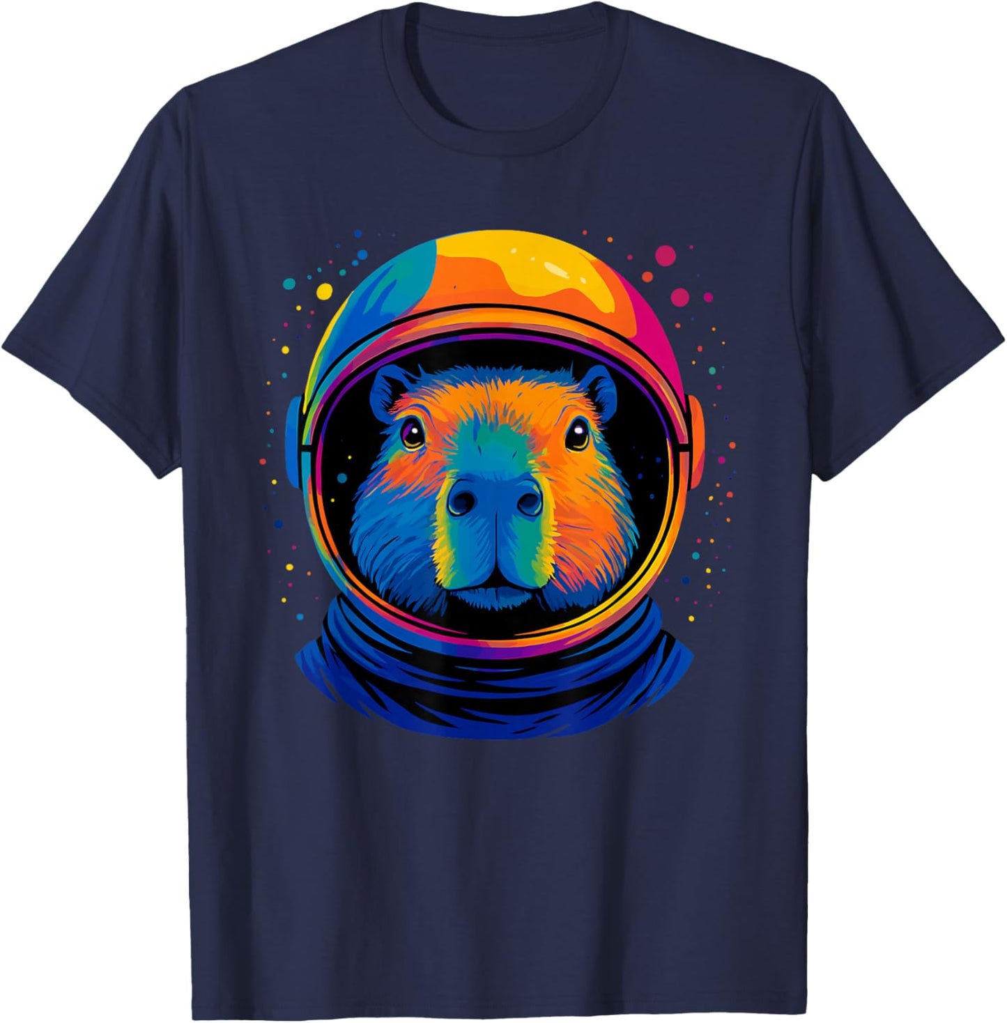 Cute Space Men Women Kids Funny Capybara Astronaut T-Shirt - T-Shirt | Navy