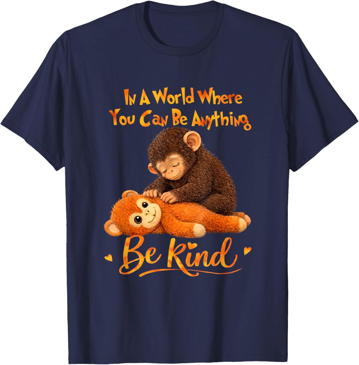 Be Kind Cute Baby Monkey Punch Team T-Shirt - T-Shirt | Navy