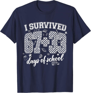 I Survived 100 Days of School 6 7 Meme Six Seven Kids Boys T-Shirt - T-Shirt | Navy