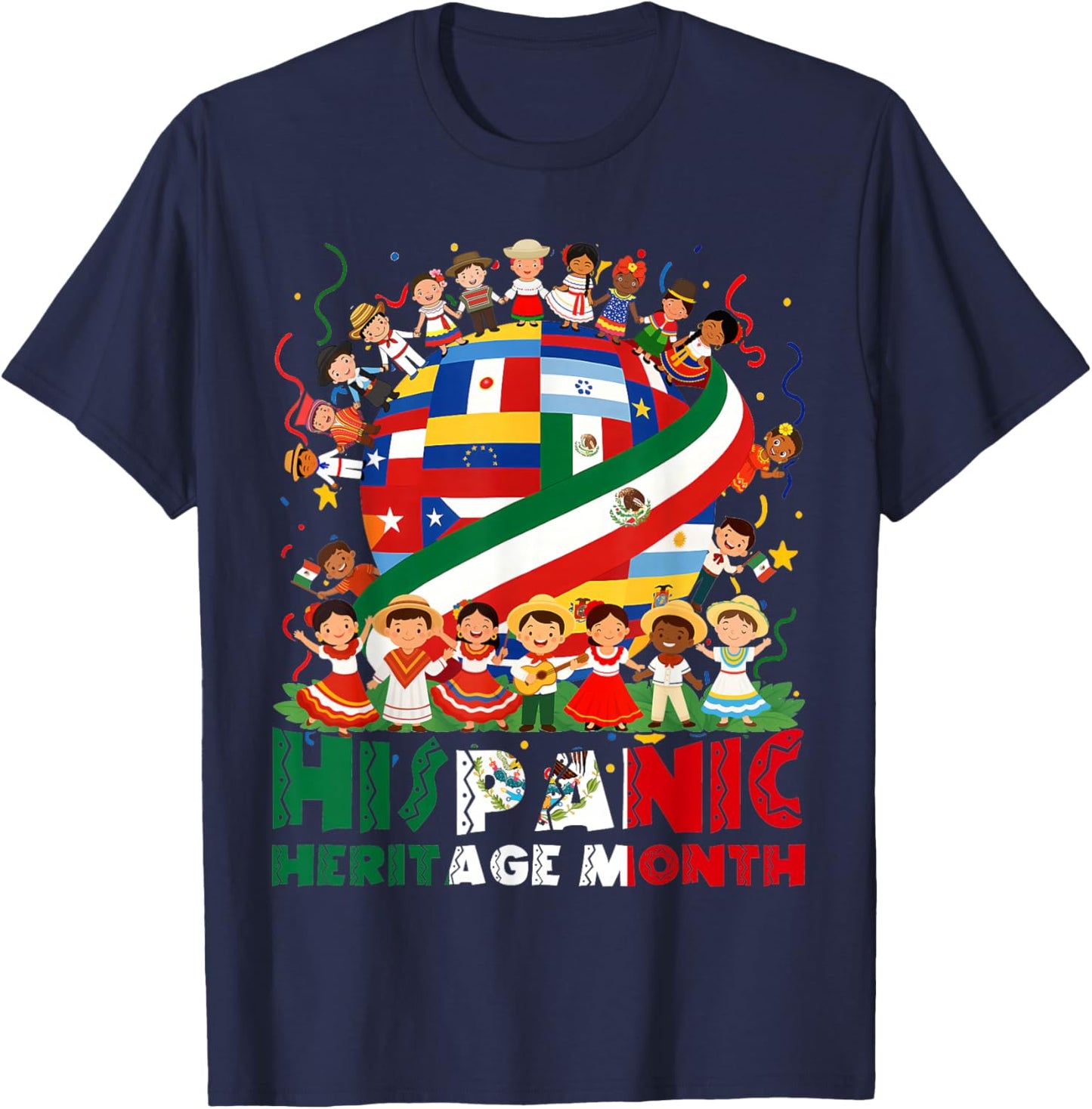 Hispanic Heritage Month Mexico All Latin Boys Girls Kids T-Shirt - T-Shirt | Navy