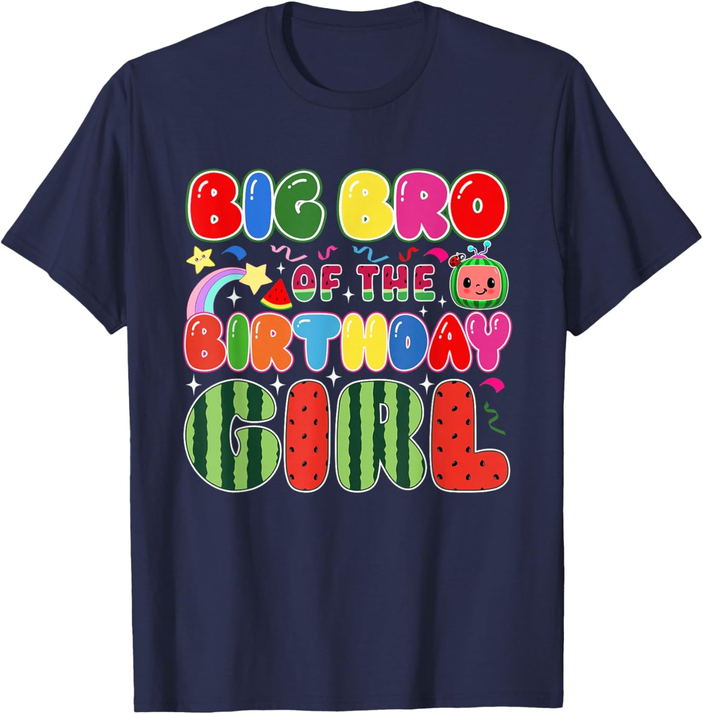 Big Bro of The Birthday Girl Melon Family Matching Funny T-Shirt - T-Shirt | Navy