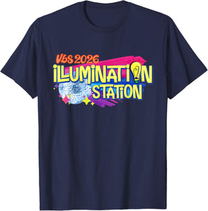 VBS 2026 Illumination Station 2 Sided Christian Summer Kids T-Shirt - T-Shirt | Navy
