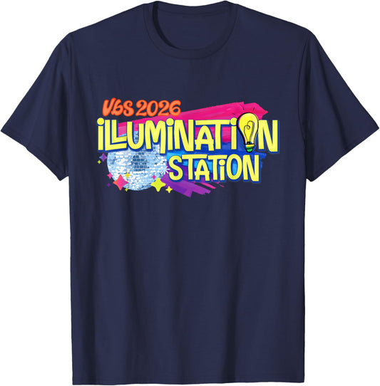 VBS 2026 Illumination Station 2 Sided Christian Summer Kids T-Shirt - T-Shirt | Navy