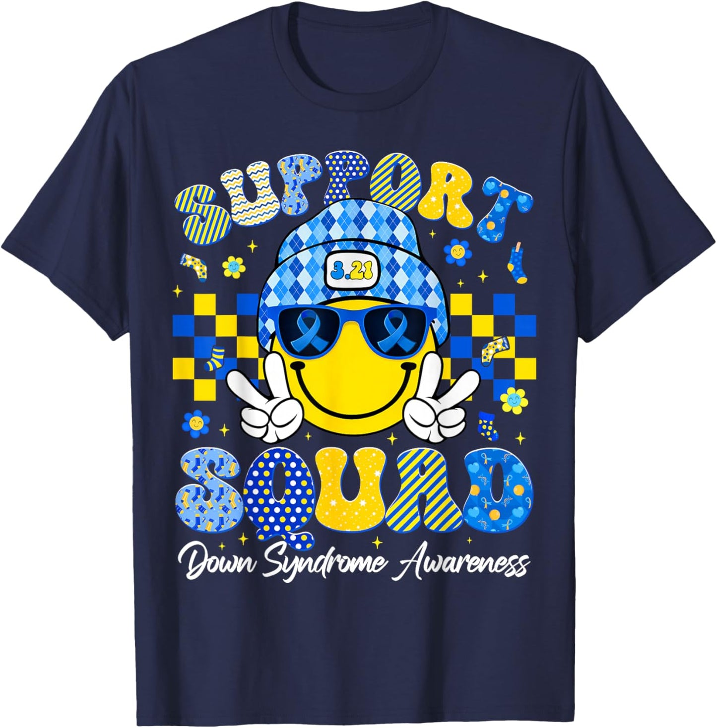 Support Squad Down Syndrome Awareness Men Women Kid T-Shirt - T-Shirt | Navy