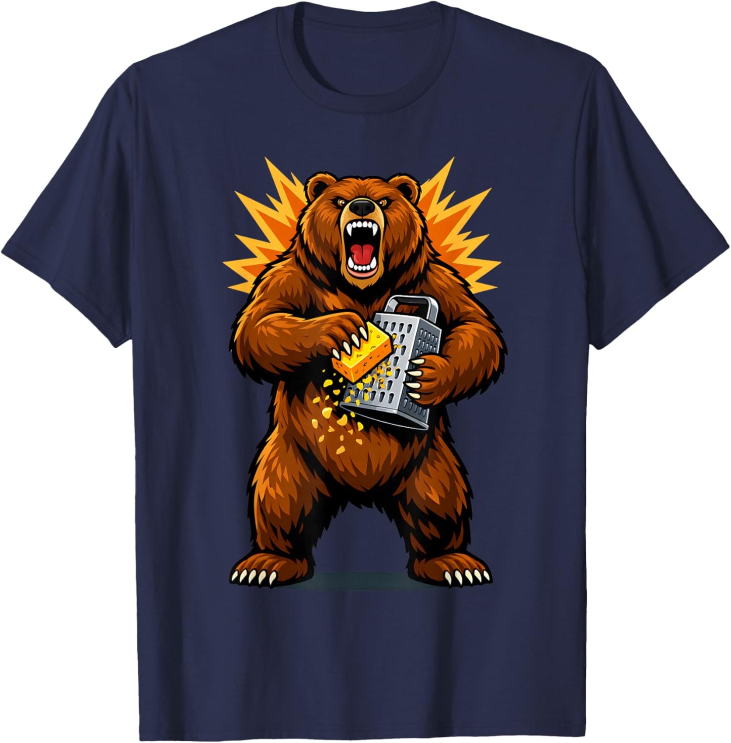 Angry Bear Grating Cheese Grater Hater T-Shirt - T-Shirt | Navy