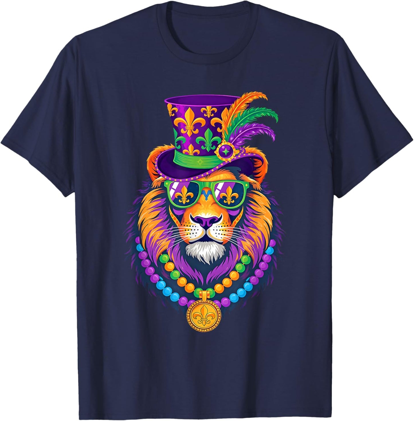 Lion Costume Mardi Gras Costume Men Women Mardi Gras T-Shirt - T-Shirt | Navy