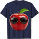 Apple Wearing Sunglasses Funny Fruit Lover Costume T-Shirt - T-Shirt | Navy