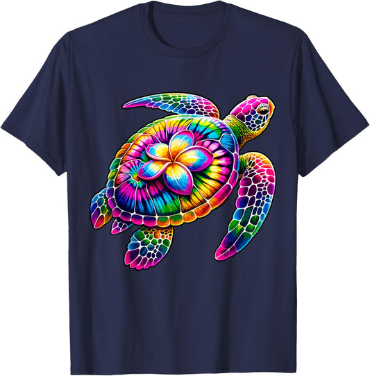 Hawaiian Sea Turtle Tie-Dye Hawaii Vacation Beach Summer T-Shirt - T-Shirt | Navy