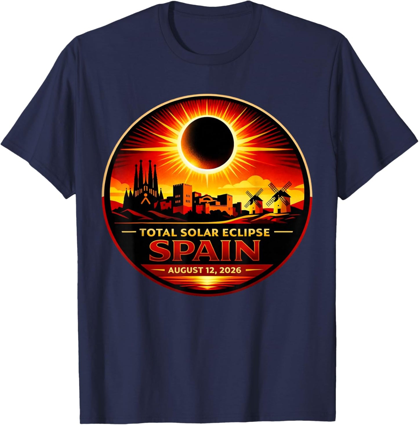 Total Solar Eclipse 2026 Spain - Totality Chaser Science T-Shirt - T-Shirt | Navy