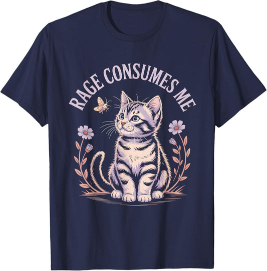 Rage Consumes Me T Shirt | Cute Kitten T-Shirt - T-Shirt | Navy
