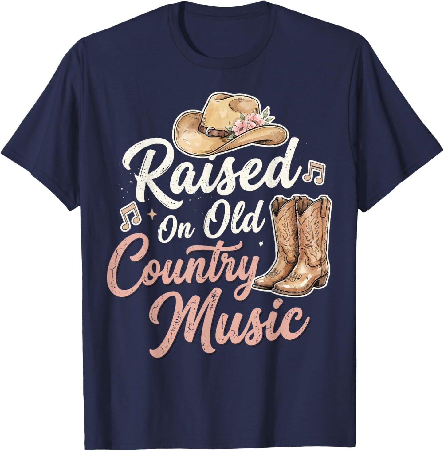 Raised On Old Country Music T-Shirt - T-Shirt | Navy