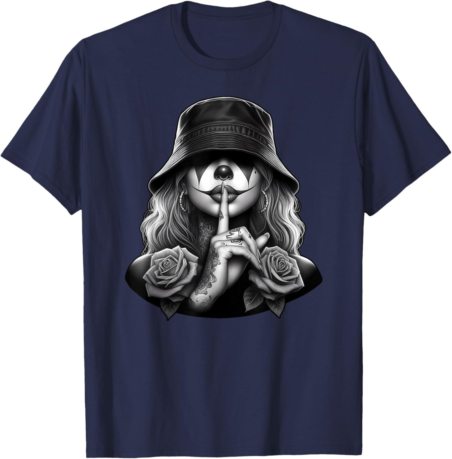 Chicana Payasa Tattoo Chicano Clown Art Chola Women Cholo T-Shirt - T-Shirt | Navy