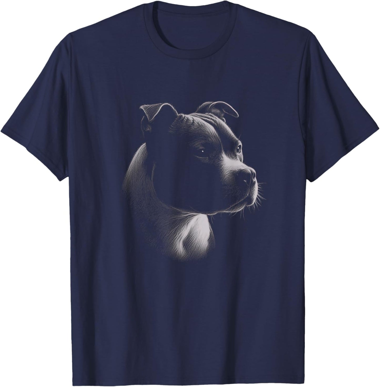 Staffordshire Bull Terrier Drawing Staffy Art Design T-Shirt - T-Shirt | Navy