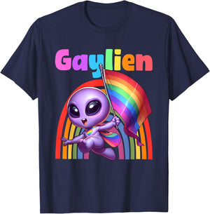 Gaylien Gay Alien Pride LGBTQ T-Shirt - T-Shirt | Navy