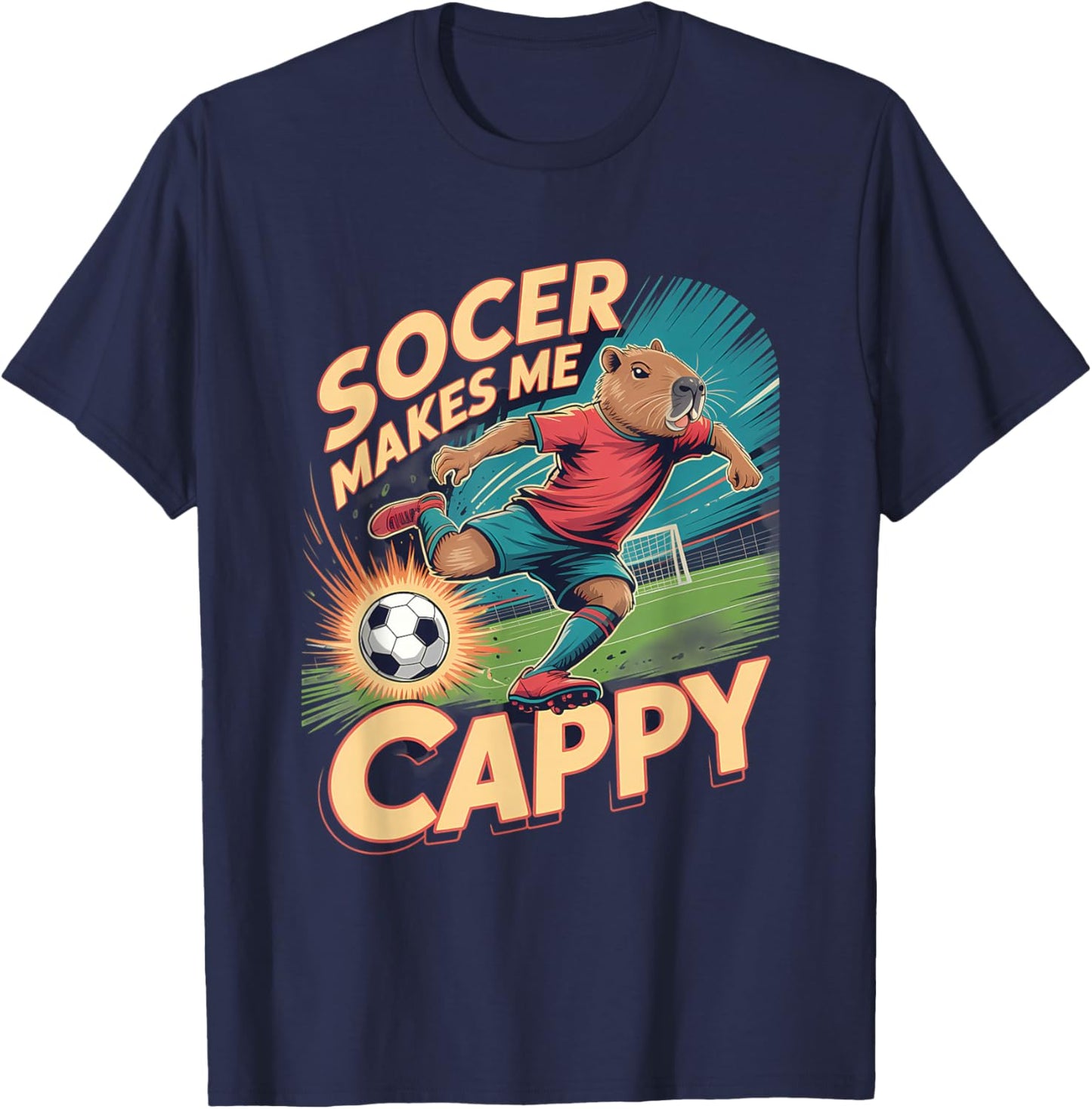 Soccerer Capybara Pun Football Funny Soccer T-Shirt - T-Shirt | Navy
