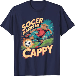 Soccerer Capybara Pun Football Funny Soccer T-Shirt - T-Shirt | Navy