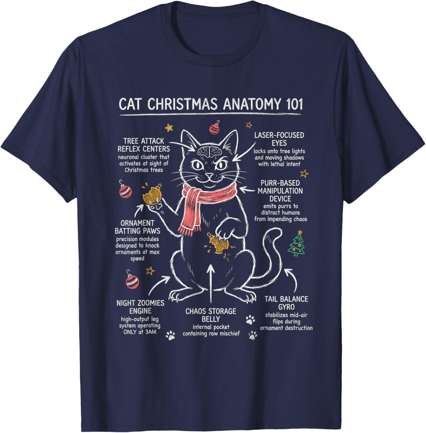 Funny Cat Christmas T-Shirt - T-Shirt | Navy