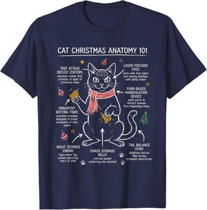Funny Cat Christmas T-Shirt - T-Shirt | Navy